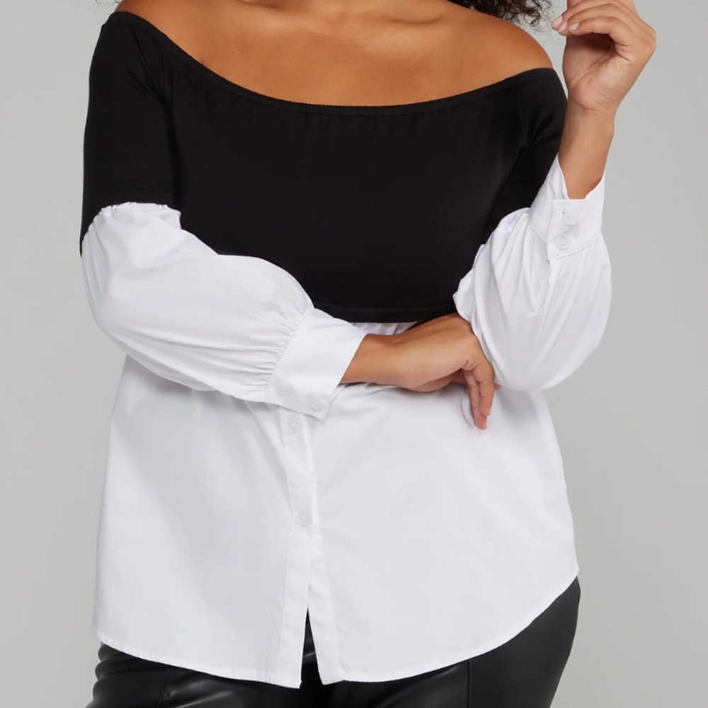 Black and White off the shoulder blouse